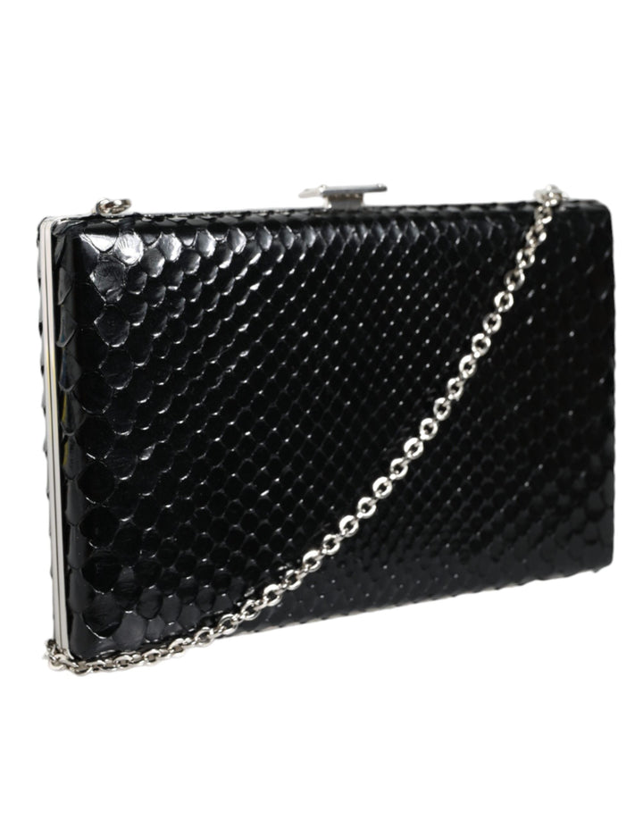  - Dolce & Gabbana Black Leather Silver Frame Clutch Mini Crossbody Bag - BAG1533 - Ask Me Wear