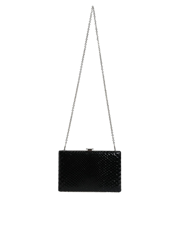  - Dolce & Gabbana Black Leather Silver Frame Clutch Mini Crossbody Bag - BAG1533 - Ask Me Wear