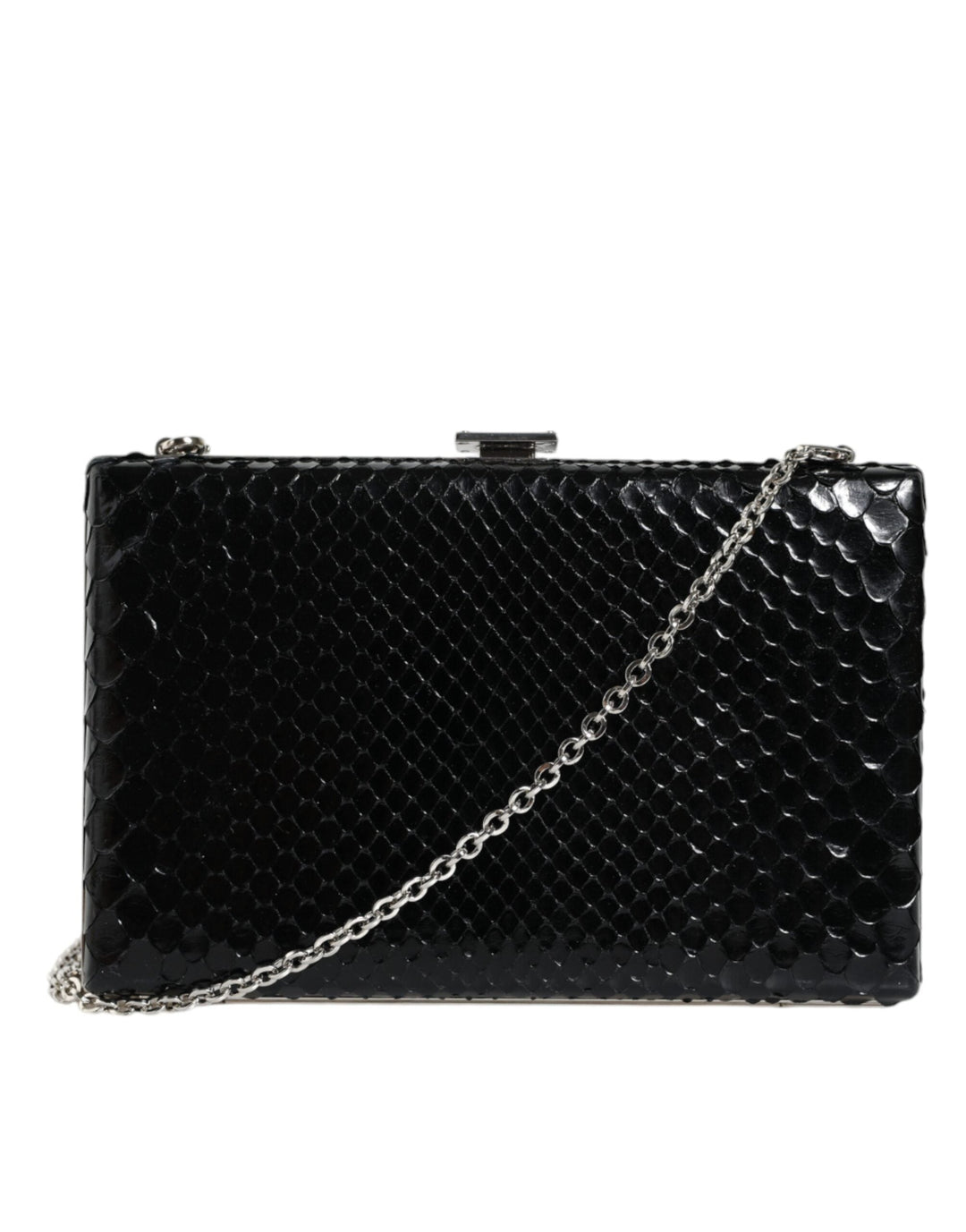  - Dolce & Gabbana Black Leather Silver Frame Clutch Mini Crossbody Bag - BAG1533 - Ask Me Wear