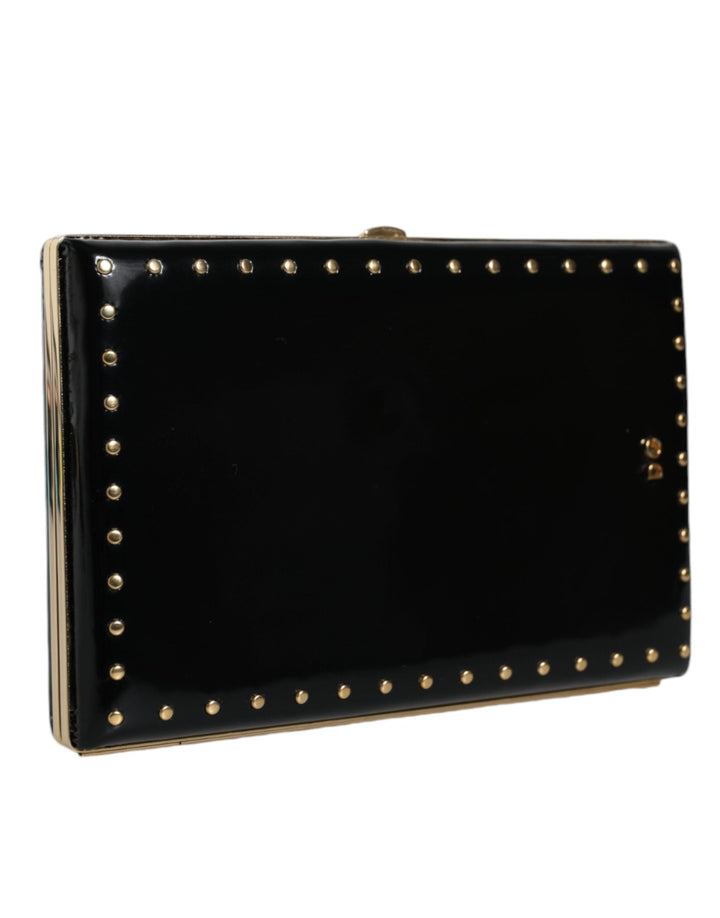  - Dolce & Gabbana Black Leather Studs Gold Frame Clutch Evening Purse Bag - BAG1531 - Ask Me Wear