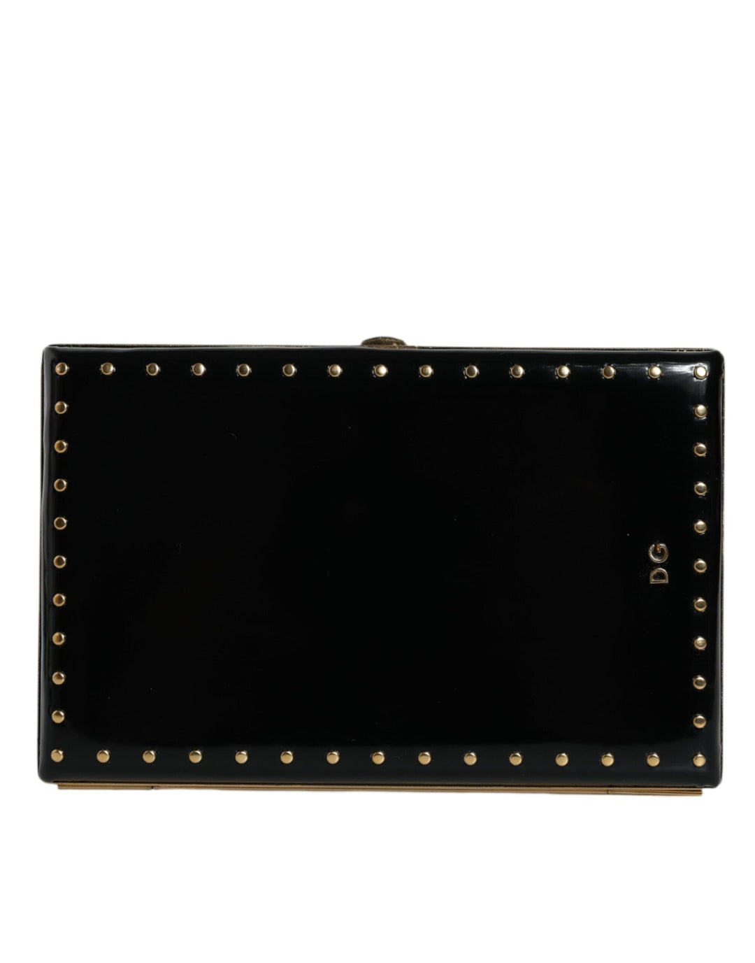  - Dolce & Gabbana Black Leather Studs Gold Frame Clutch Evening Purse Bag - BAG1531 - Ask Me Wear