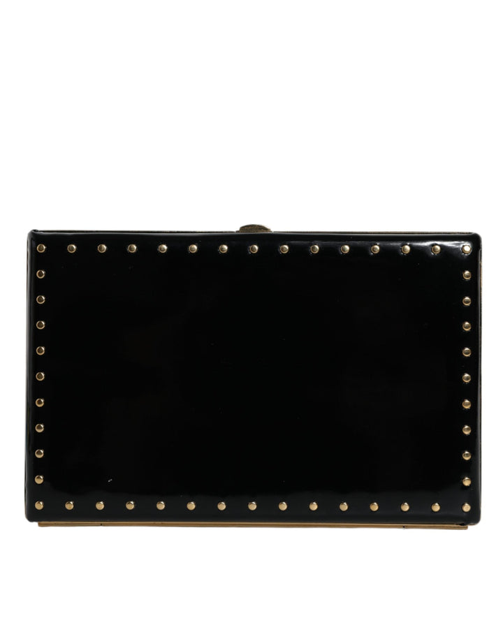  - Dolce & Gabbana Black Leather Studs Gold Frame Clutch Evening Purse Bag - BAG1531 - Ask Me Wear