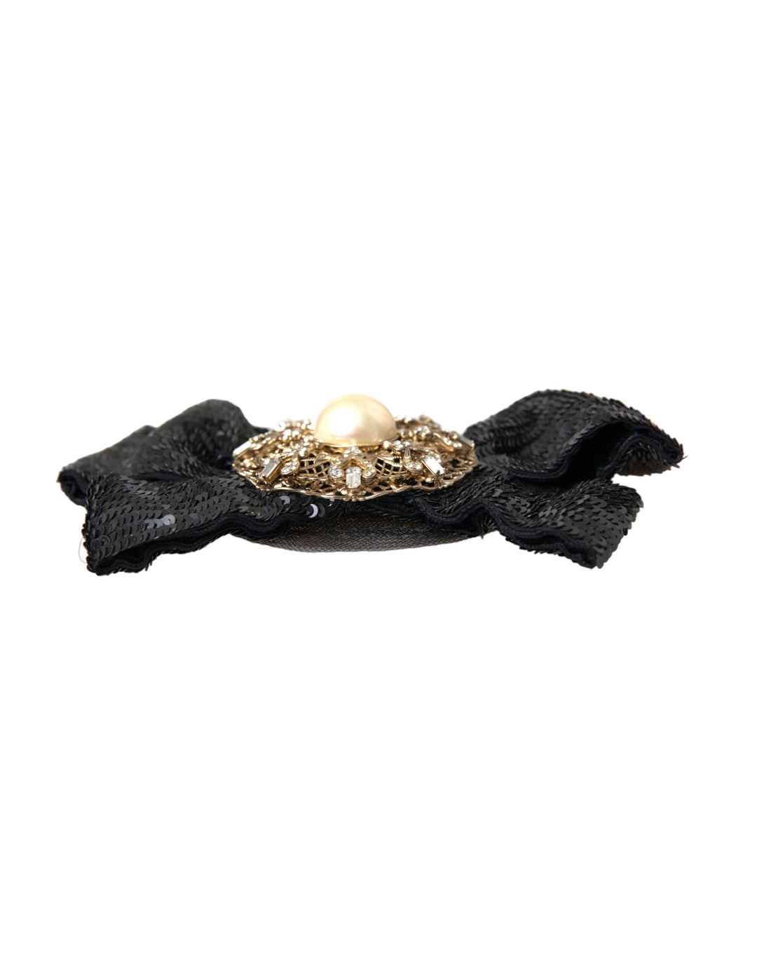  - Dolce & Gabbana Black Sequin Pearl Handmade Brooch Hair Pin - SMY10199 - Ask Me Wear