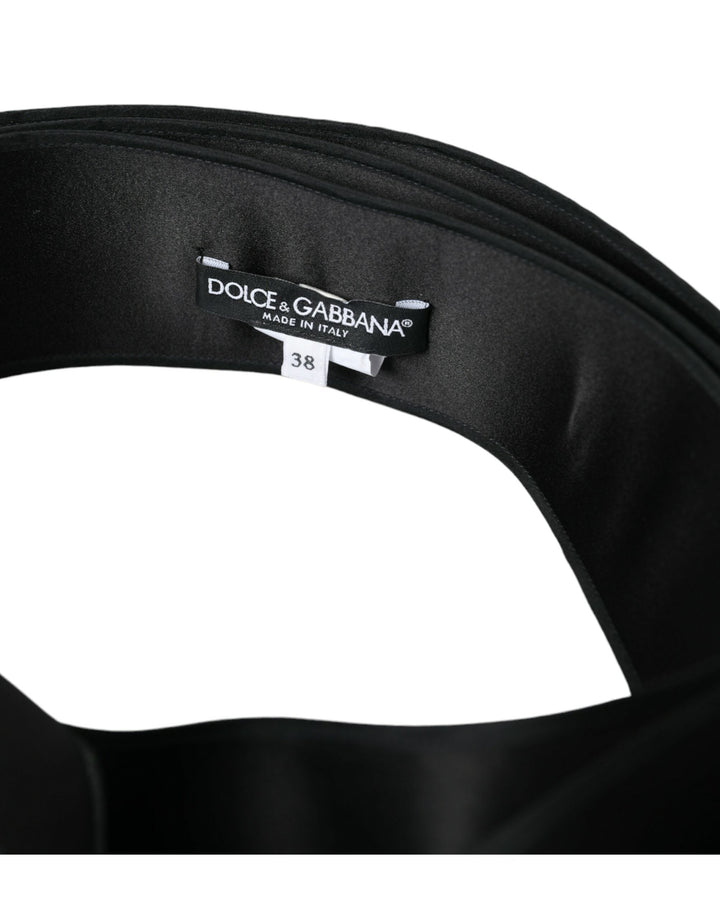  - Dolce & Gabbana Black Silk Satin Waist Women Belt - WMB389 - 38 - Ask Me Wear