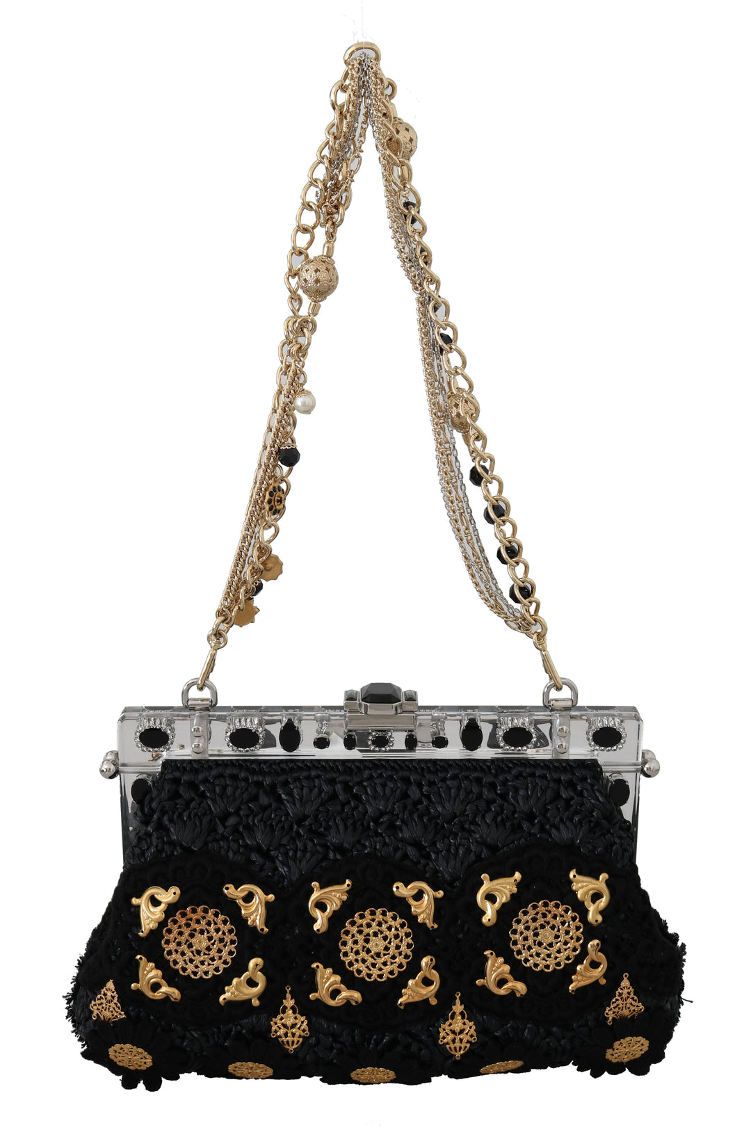  - Dolce & Gabbana Black Tassel Gold Baroque Crystal Evening Clutch - VAS15460 - Ask Me Wear