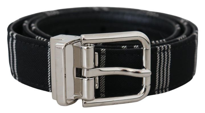  - Dolce & Gabbana Black White Cotton Metal Silver Buckle Belt - WMB311 - 75 - Ask Me Wear