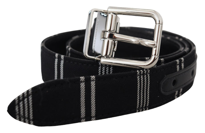  - Dolce & Gabbana Black White Cotton Metal Silver Buckle Belt - WMB311 - 75 - Ask Me Wear