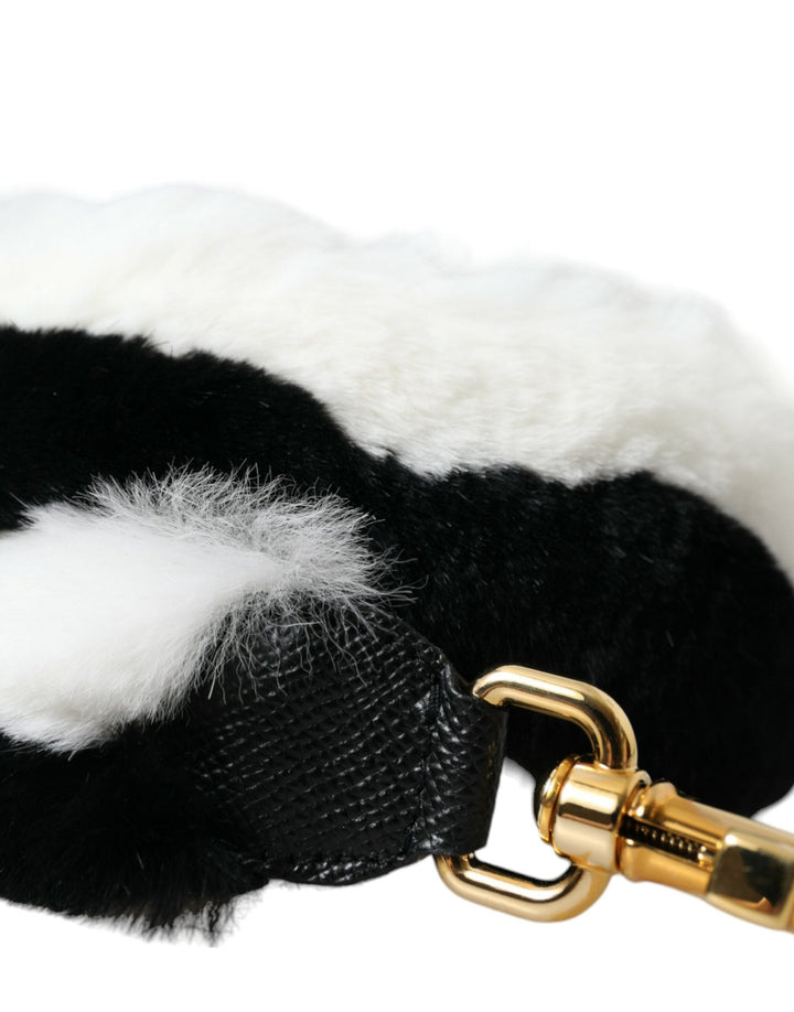  - Dolce & Gabbana Black White Lapin Fur Accessory Shoulder Strap - WMB348 - Ask Me Wear