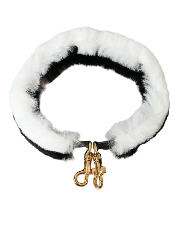  - Dolce & Gabbana Black White Lapin Fur Accessory Shoulder Strap - WMB348 - Ask Me Wear