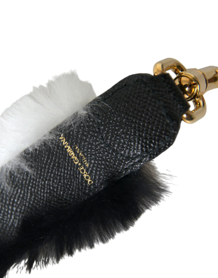  - Dolce & Gabbana Black White Lapin Fur Accessory Shoulder Strap - WMB348 - Ask Me Wear