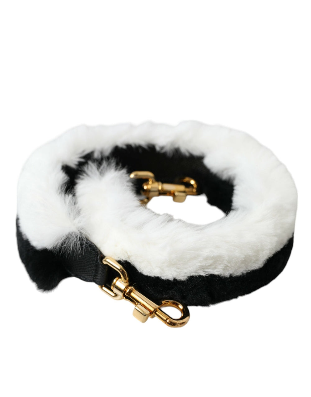  - Dolce & Gabbana Black White Lapin Fur Accessory Shoulder Strap - WMB348 - Ask Me Wear