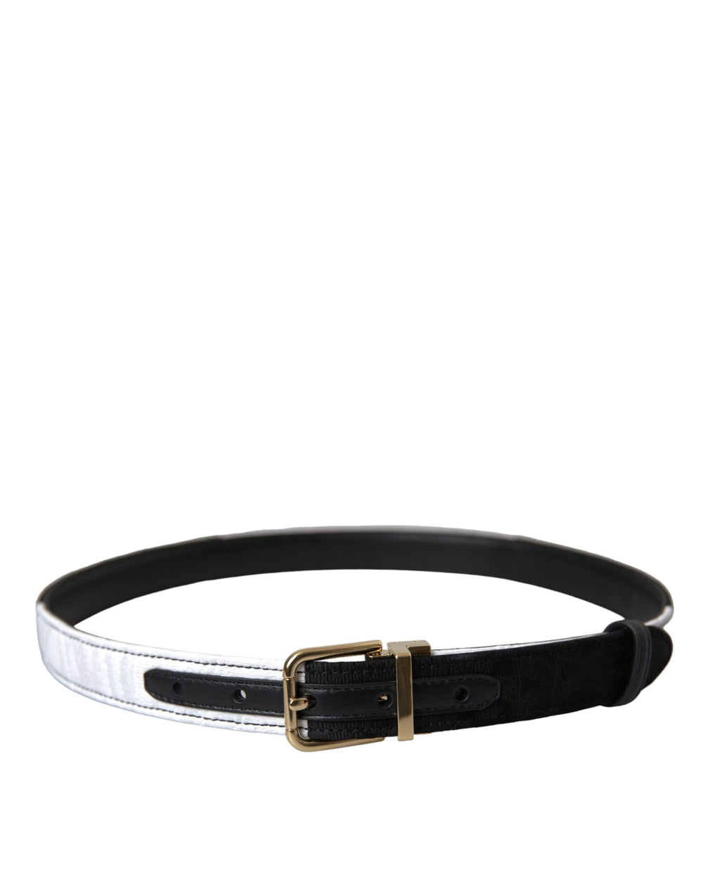  - Dolce & Gabbana Black White Patchwork Gold Metal Buckle Belt - WMB407 - 70 - Ask Me Wear