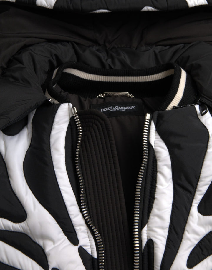  - Dolce & Gabbana Black White Stripes Hooded Puffer Jacket - JKT3838 - 52 - Ask Me Wear