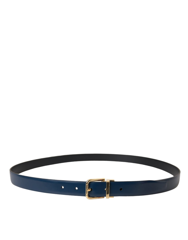  - Dolce & Gabbana Blue Calf Leather Gold Metal Buckle Belt Men - BEL9187 - 110 - Ask Me Wear