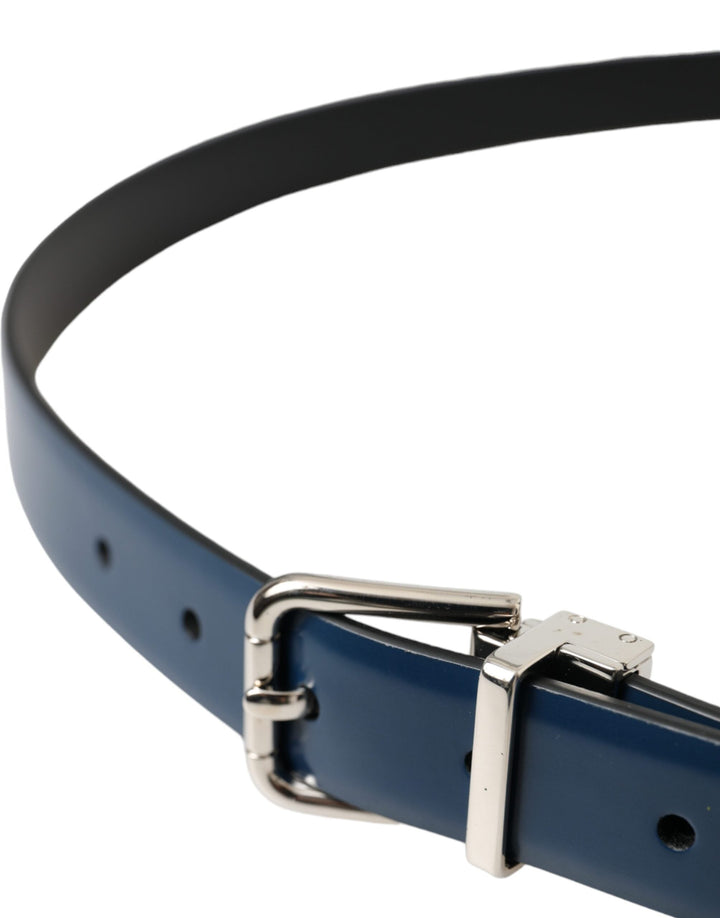  - Dolce & Gabbana Blue Calf Leather Silver Metal Buckle Belt Men - BEL9134 - 110 - Ask Me Wear