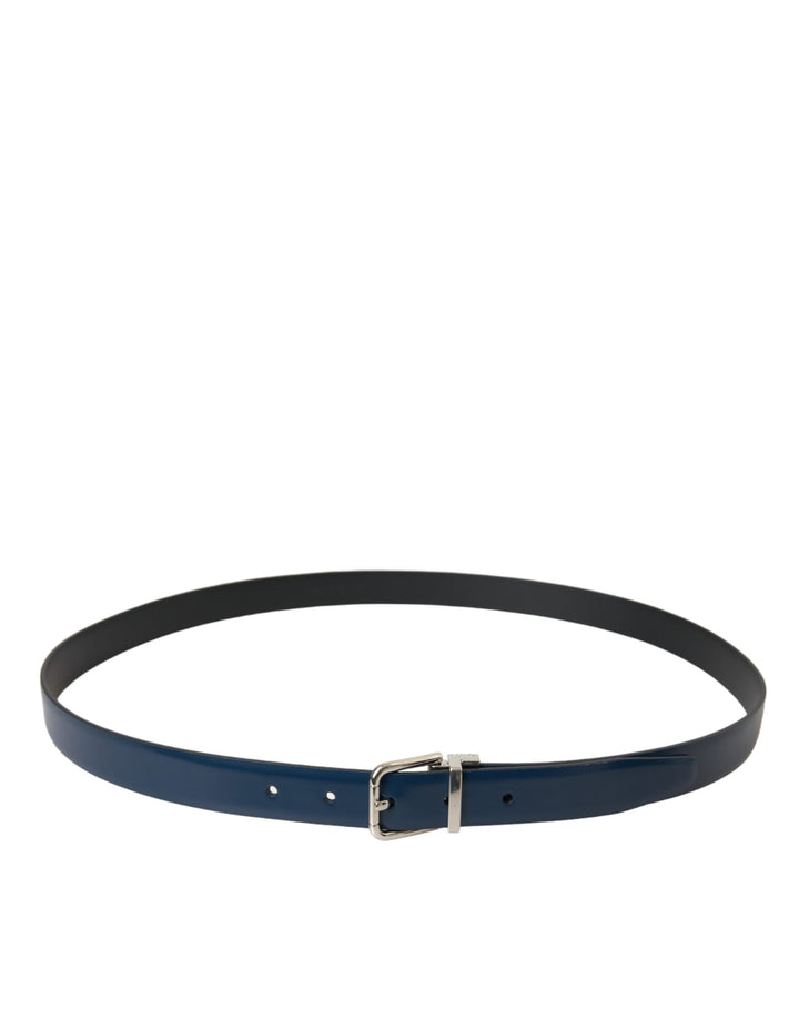  - Dolce & Gabbana Blue Calf Leather Silver Metal Buckle Belt Men - BEL9134 - 110 - Ask Me Wear