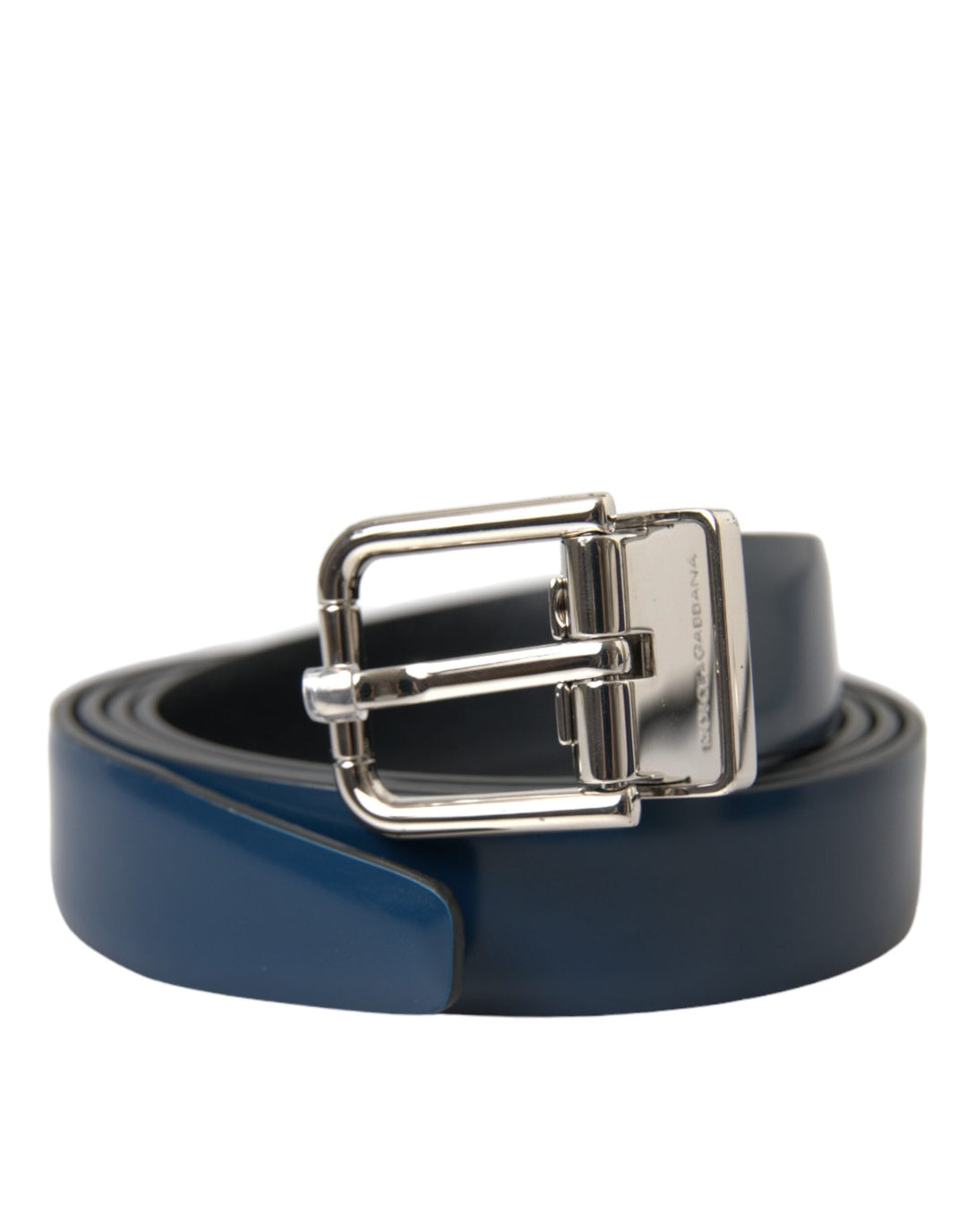  - Dolce & Gabbana Blue Calf Leather Silver Metal Buckle Belt Men - BEL9134 - 110 - Ask Me Wear