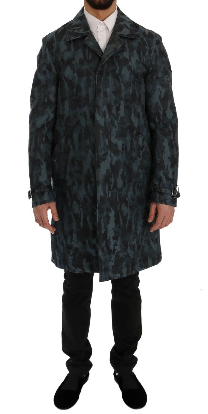  - Dolce & Gabbana Blue Camouflage Trench Coat Elegance - SIG60312 - 1 - Ask Me Wear