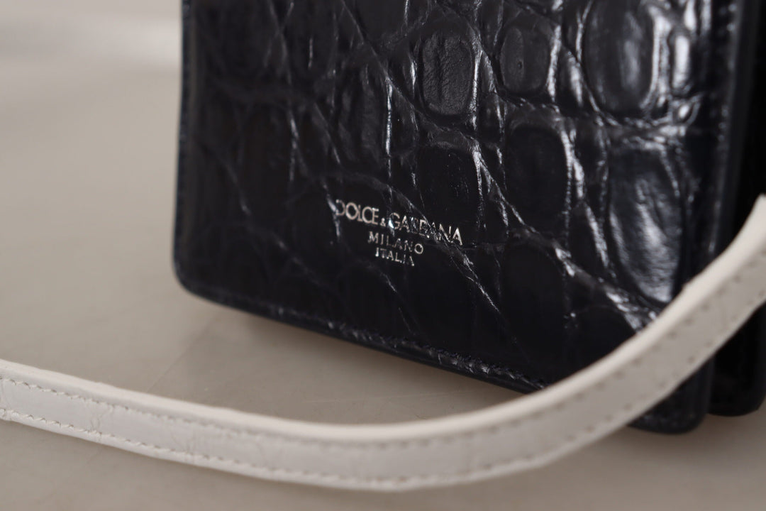  - Dolce & Gabbana Blue Exotic Leather Bifold Wallet with Strap - VAS130280 - Ask Me Wear