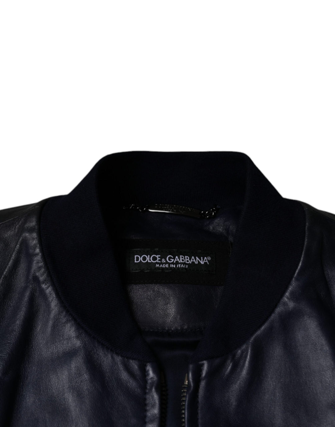  - Dolce & Gabbana Blue Lambskin Leather Full Zip Biker Jacket - JKT4085 - 48 - Ask Me Wear