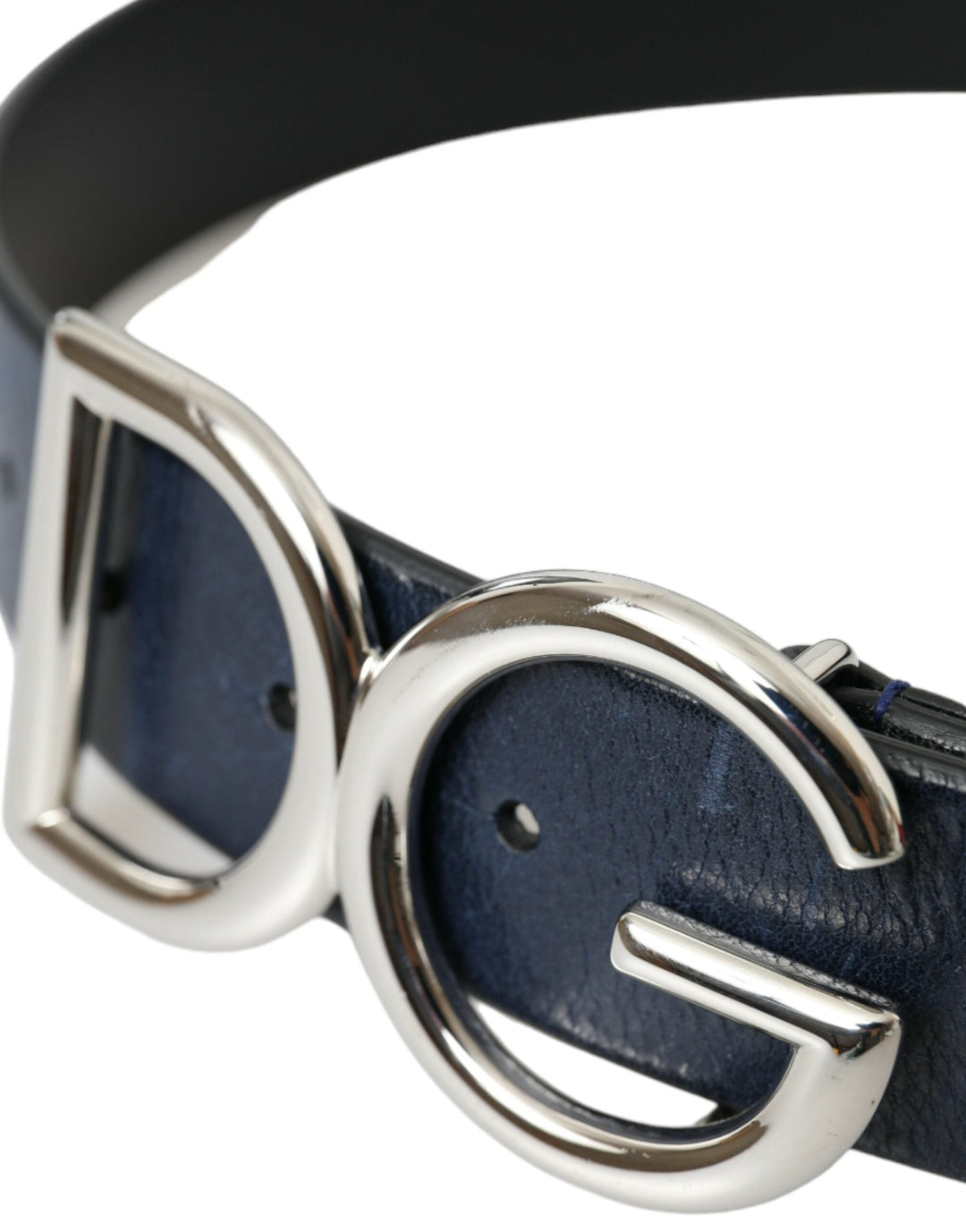  - Dolce & Gabbana Blue Leather Silver Metal Logo Buckle Belt Men - BEL9147 - 90 - Ask Me Wear