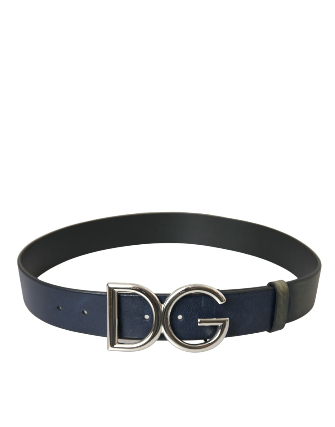  - Dolce & Gabbana Blue Leather Silver Metal Logo Buckle Belt Men - BEL9147 - 90 - Ask Me Wear