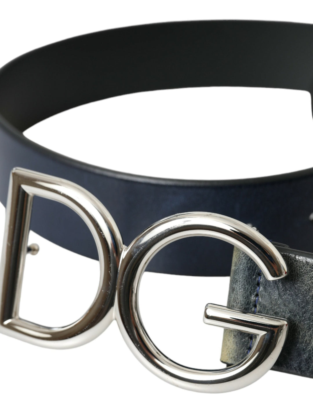  - Dolce & Gabbana Blue Leather Silver Metal Logo Buckle Belt Men - BEL9147 - 90 - Ask Me Wear