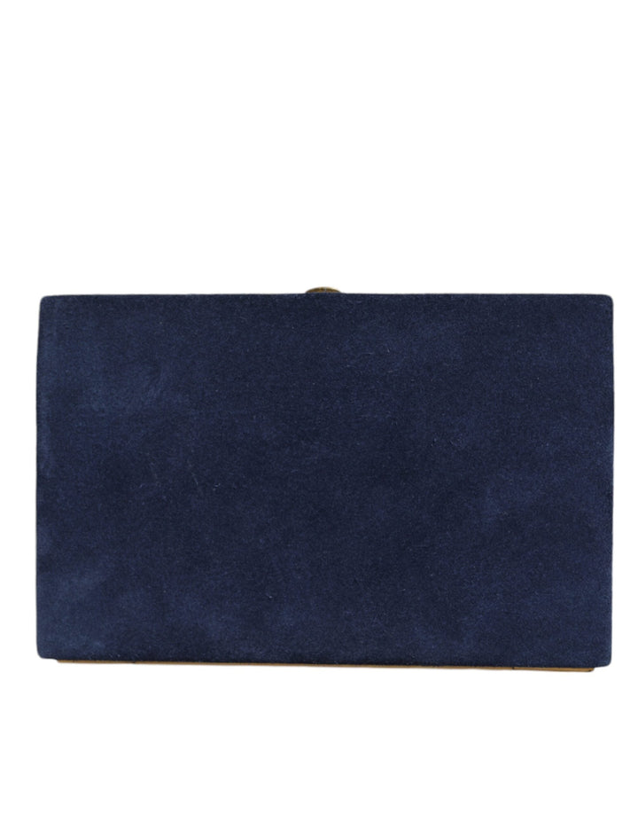  - Dolce & Gabbana Blue Suede Gold Frame Clutch Evening Party Purse Bag - BAG1526 - Ask Me Wear