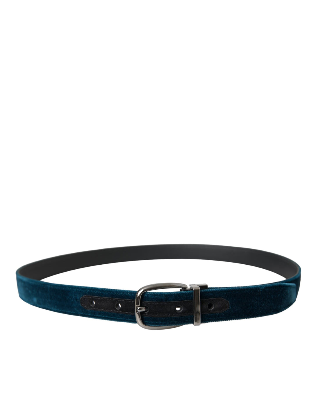  - Dolce & Gabbana Blue Velvet Leather Silver Metal Buckle Belt - BEL9177 - 95 - Ask Me Wear