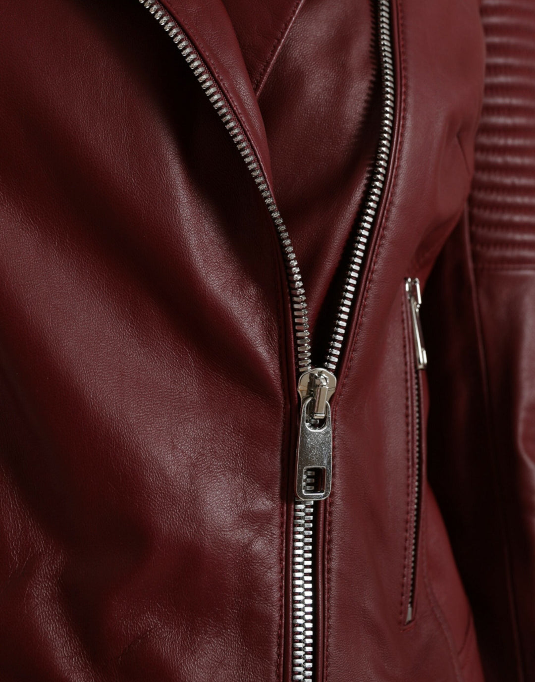  - Dolce & Gabbana Bordeaux Biker Leather Jacket - JKT3713 - 40 - Ask Me Wear