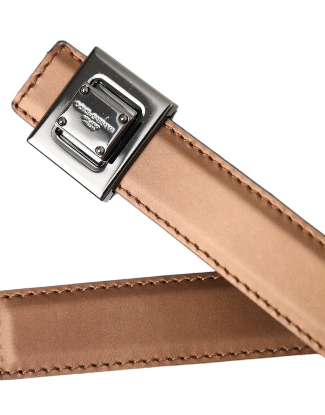  - Dolce & Gabbana Bronze Leather Square Metal Buckle Belt - BEL9226 - 85 - Ask Me Wear