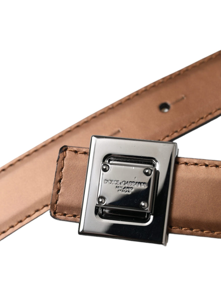  - Dolce & Gabbana Bronze Leather Square Metal Buckle Belt - BEL9226 - 85 - Ask Me Wear