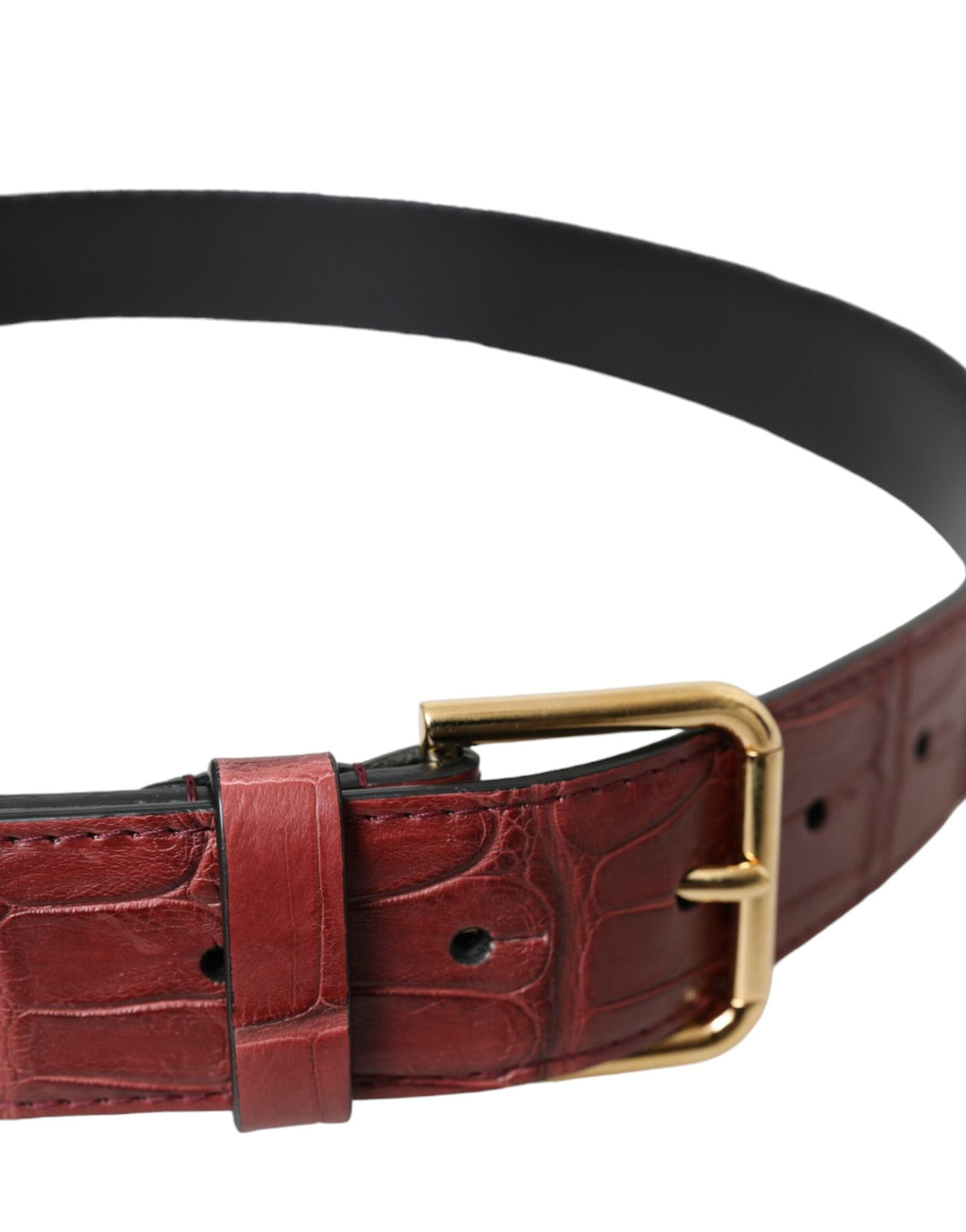  - Dolce & Gabbana Brown Alligator Leather Studded Metal Buckle Belt - BEL9194 - 85 - Ask Me Wear