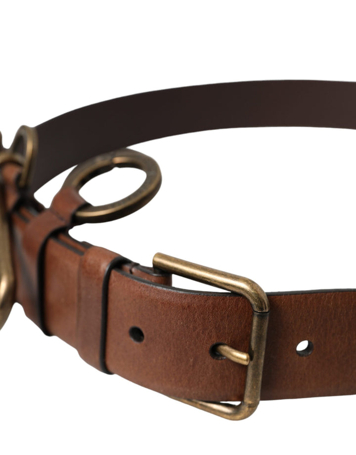  - Dolce & Gabbana Brown Calf Leather Gold Metal Buckle Belt Men - BEL9213 - 90 - Ask Me Wear