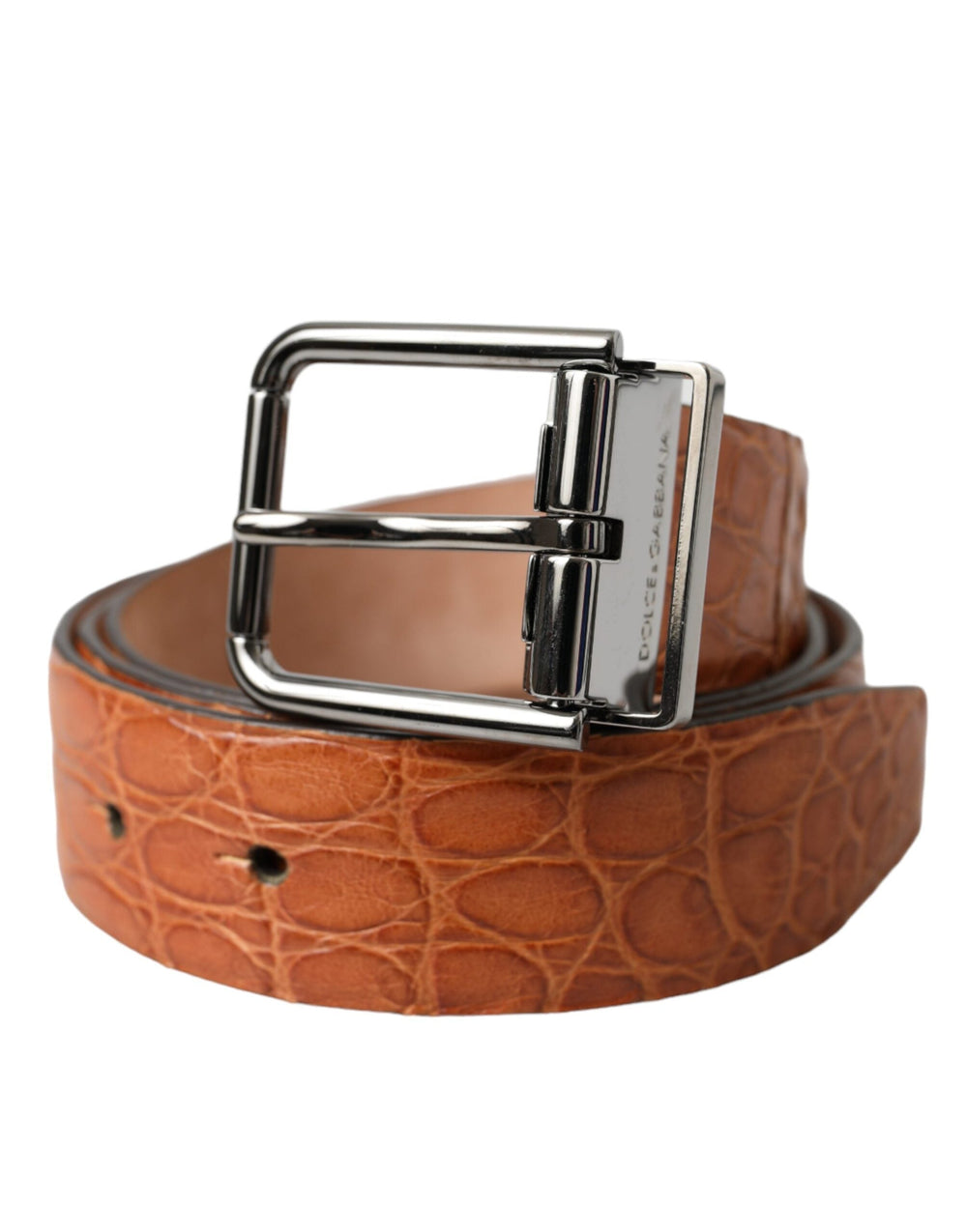  - Dolce & Gabbana Brown Exotic Leather Silver Metal Buckle Belt - BEL9209 - 90 - Ask Me Wear