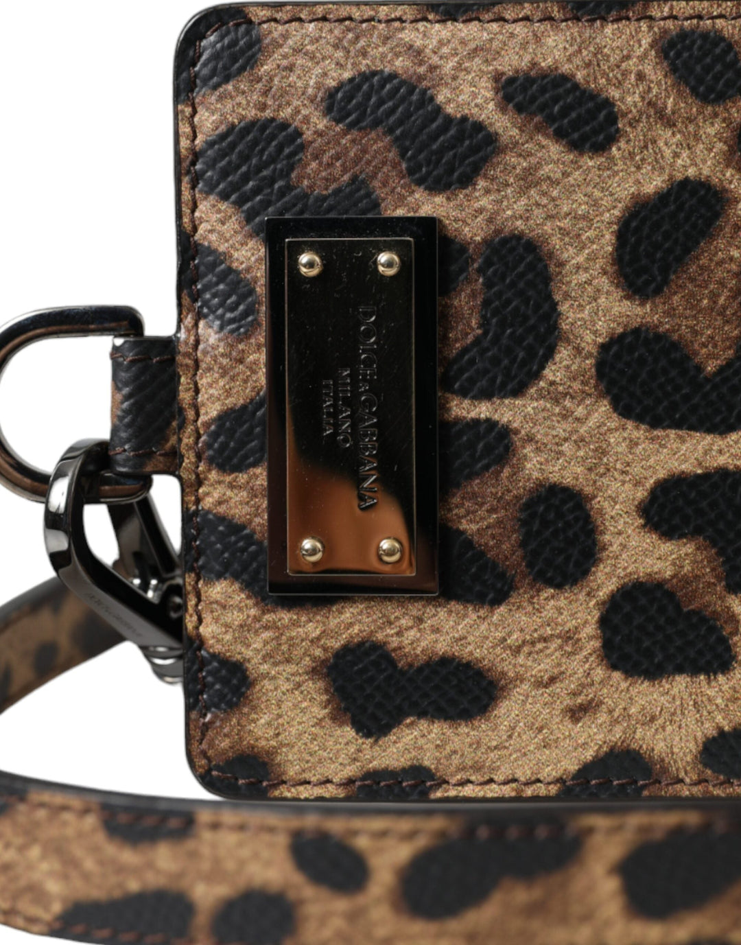  - Dolce & Gabbana Brown Leather Leopard Print Logo Plaque Cardholder Wallet - SMY10330 - Ask Me Wear