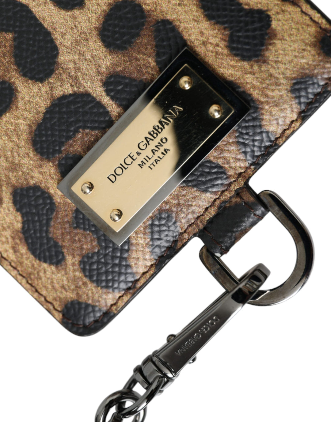  - Dolce & Gabbana Brown Leather Leopard Print Logo Plaque Cardholder Wallet - SMY10330 - Ask Me Wear