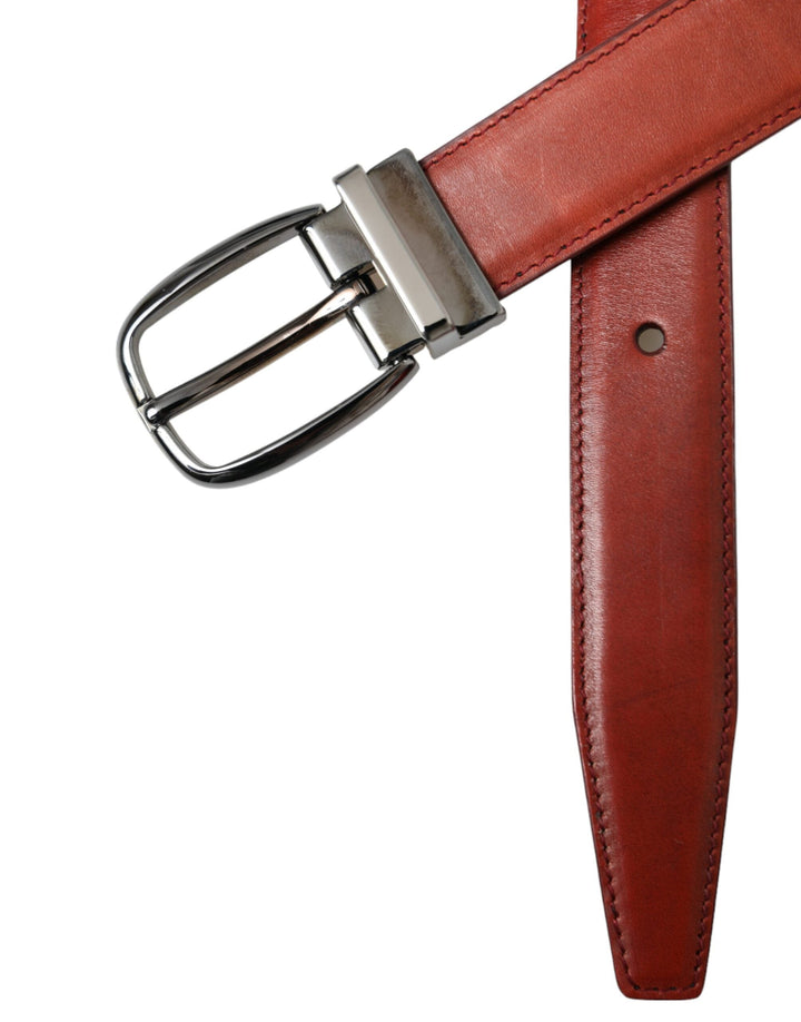  - Dolce & Gabbana Brown Leather Silver Metal Buckle Belt Men - BEL9178 - 95 - Ask Me Wear