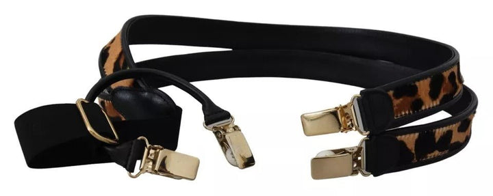  - Dolce & Gabbana Brown Leopard Gold Clips Women Suspender Belt - BEL8941 - Ask Me Wear