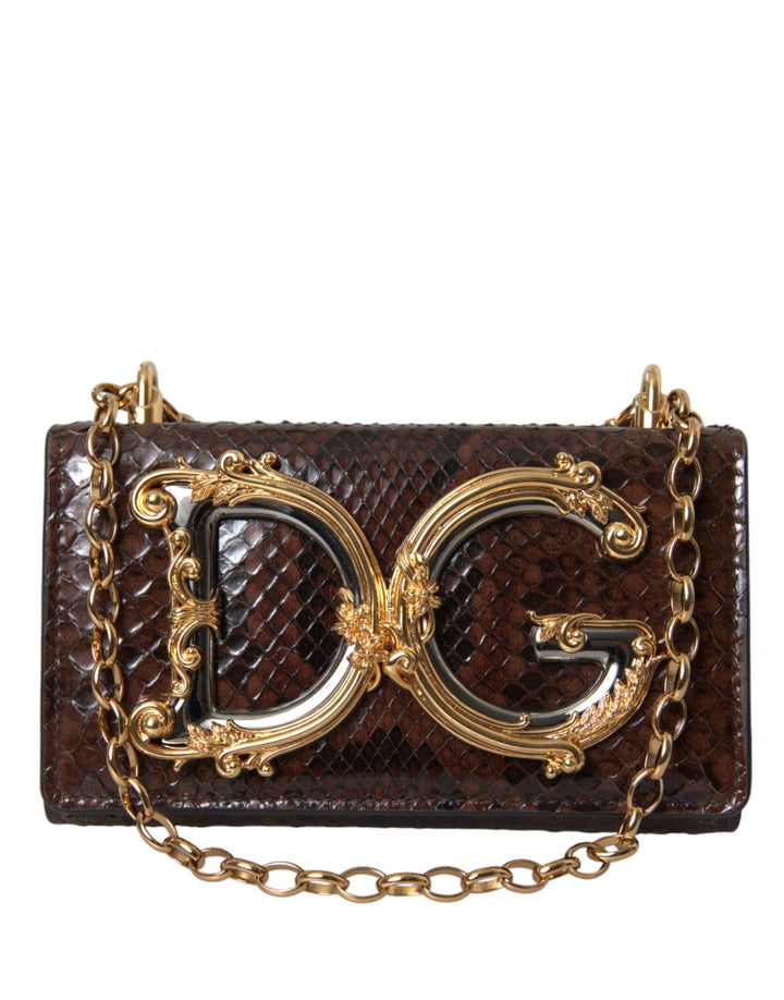  - Dolce & Gabbana Brown Python Leather DG Girls Crossbody Phone Bag - BAG1260 - Ask Me Wear