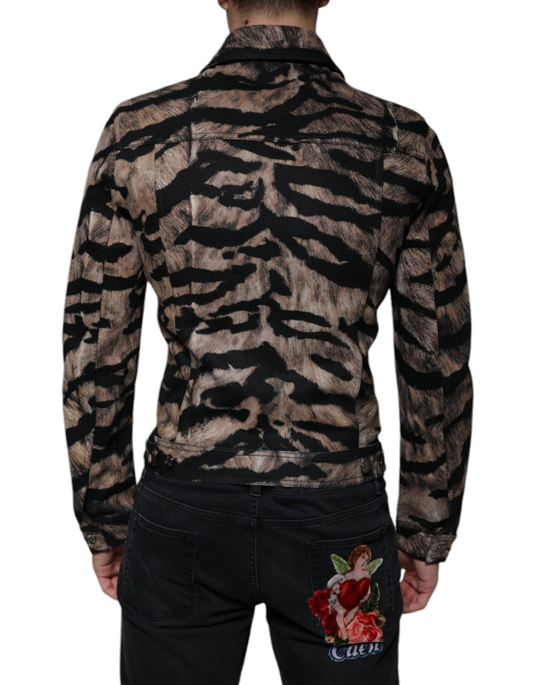  - Dolce & Gabbana Brown Tiger Button Down Collared Jacket - TSH86591 - 48 - Ask Me Wear