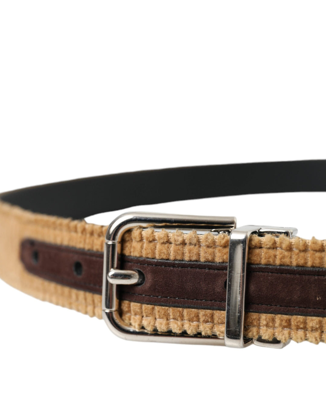  - Dolce & Gabbana Brown Velvet Silver Metal Buckle Belt Men - BEL9225 - 90 - Ask Me Wear