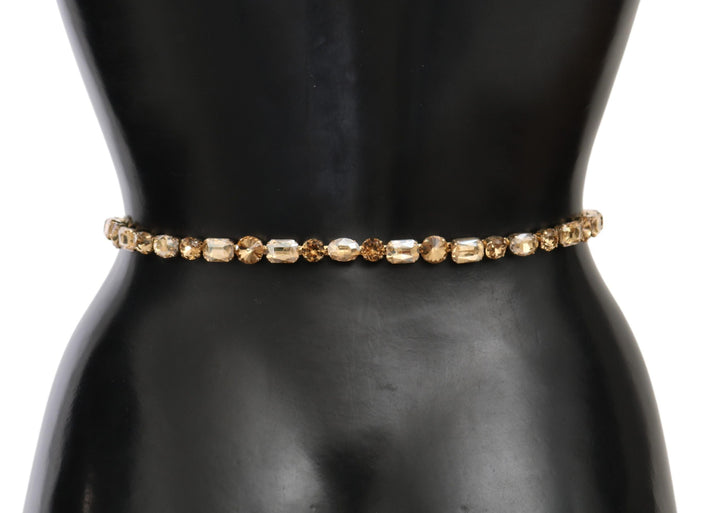  - Dolce & Gabbana Champagne Crystal Embellished Leather Belt - BEL60640 - 95 - Ask Me Wear