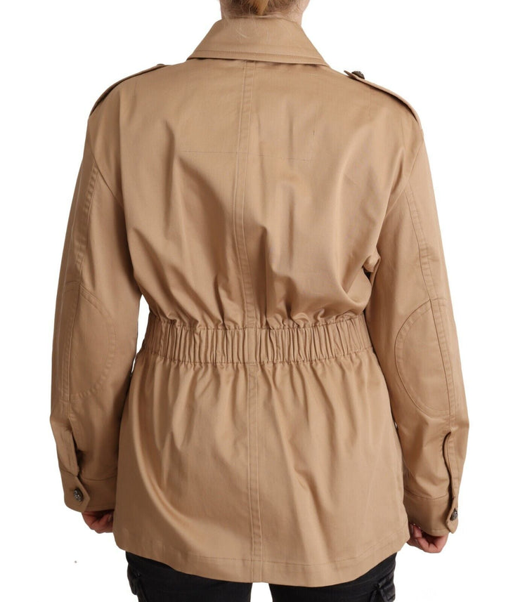  - Dolce & Gabbana Chic Beige Button Down Coat with Embellishments - JKT3056 - 42 - Ask Me Wear