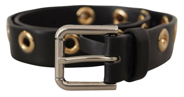  - Dolce & Gabbana Chic Black Leather Belt with Engraved Buckle - BEL8615 - 70 - Ask Me Wear