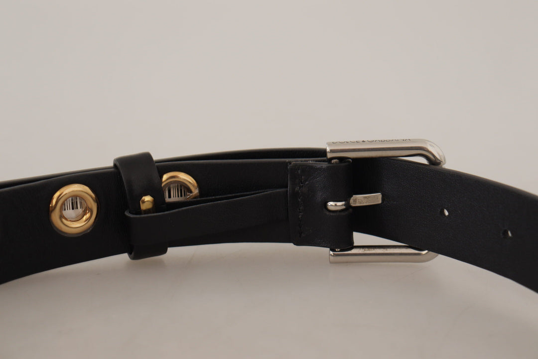  - Dolce & Gabbana Chic Black Leather Belt with Engraved Buckle - BEL8615 - 70 - Ask Me Wear