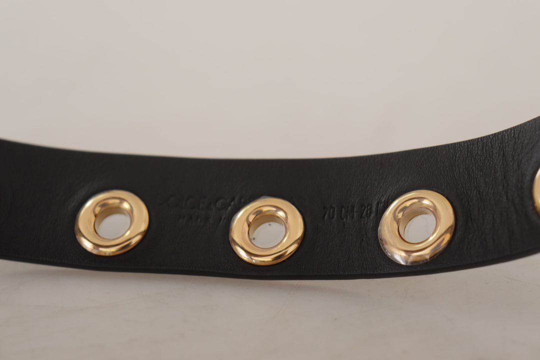  - Dolce & Gabbana Chic Black Leather Belt with Engraved Buckle - BEL8615 - 70 - Ask Me Wear