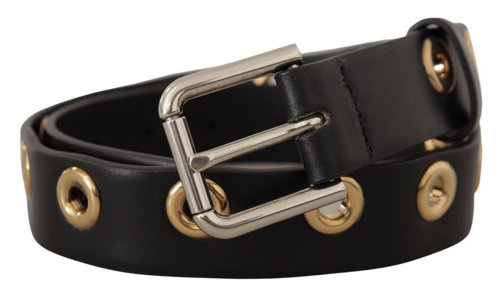  - Dolce & Gabbana Chic Black Leather Belt with Engraved Buckle - BEL8615 - 70 - Ask Me Wear