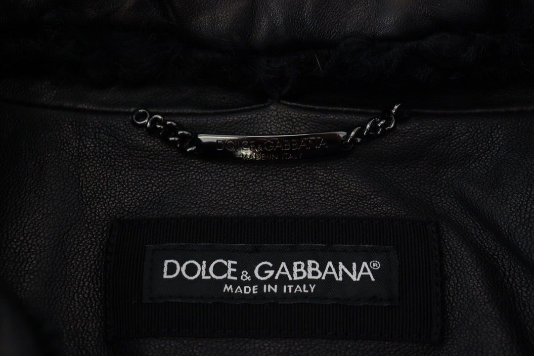  - Dolce & Gabbana Chic Black Leather Silk - Lined Jacket - JKT3596 - 52 - Ask Me Wear