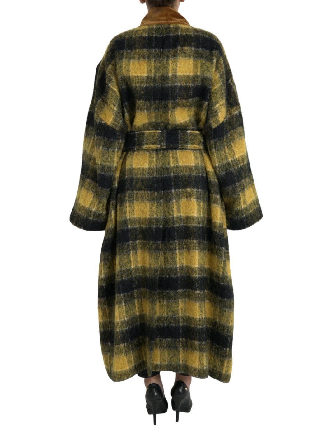  - Dolce & Gabbana Chic Checkered Long Trench Coat in Sunny Yellow - JKT4059 - 40 - Ask Me Wear